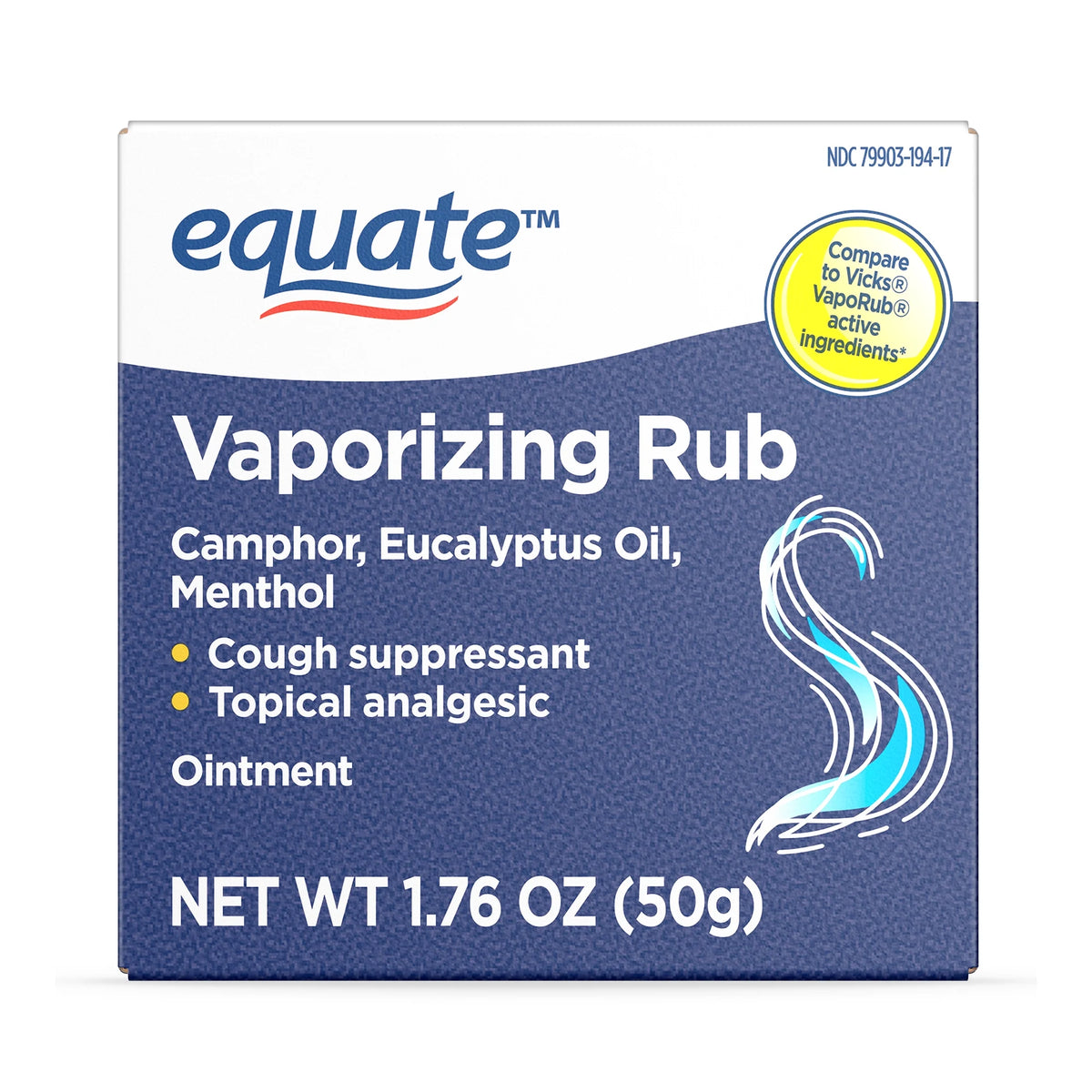 Equate Vaporizing Rub Topical Analgesic & Cough Suppressant Ointment, 1.76 oz