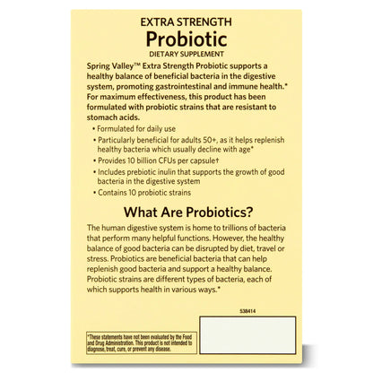Spring Valley Extra-Strength Probiotic Vegetable Capsules, 30 Count