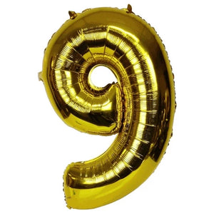 Gold Foil Number Foil Balloon  #"9"
