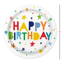 Load image into Gallery viewer, Stars Happy Birthday Disposable Paper Plates, 9&quot;, Multicolor, 10 Pieces, by Way To Celebrate
