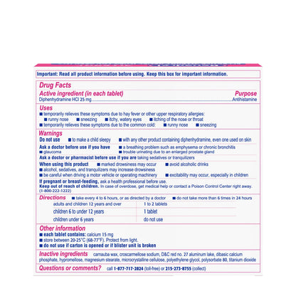 Benadryl Ultratabs Antihistamine Cold & Allergy Relief Tablets, 24 Count