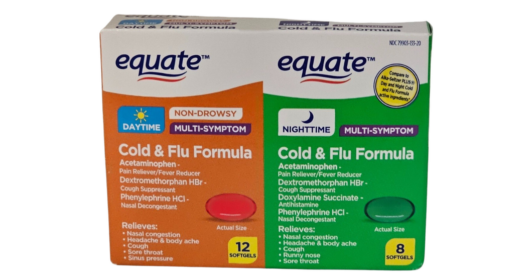 Equate Multi-Symptom Day & Night Cold & Flu Formula Softgels, 20 Count