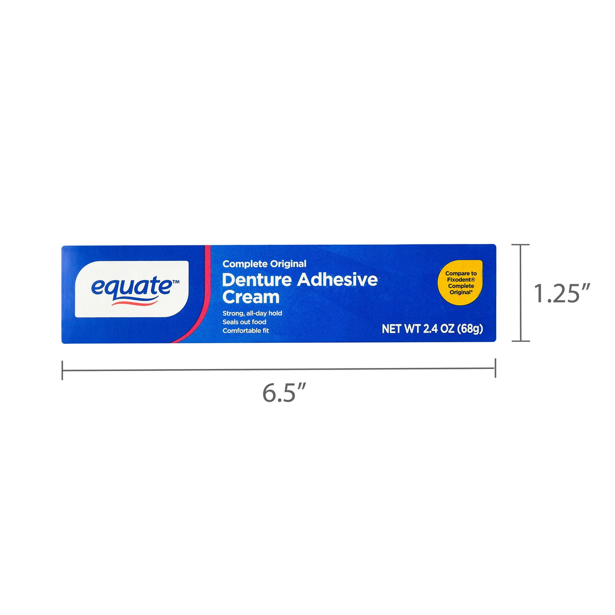 Equate Complete Original Denture Adhesive Cream, 2.4 oz(68g)