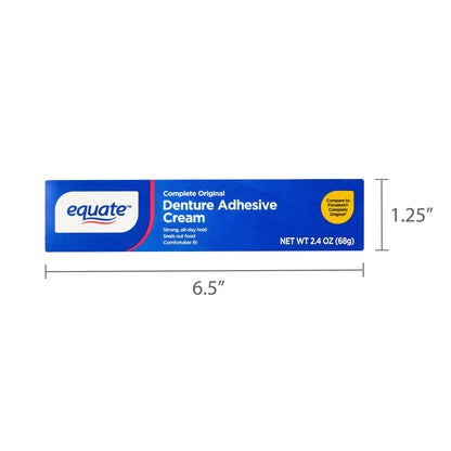 Equate Complete Original Denture Adhesive Cream, 2.4 oz(68g)