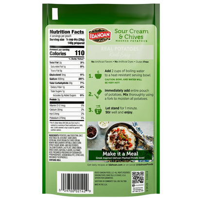 Idahoan Sour Cream & Chives Mashed Potatoes, 4 oz Pouch