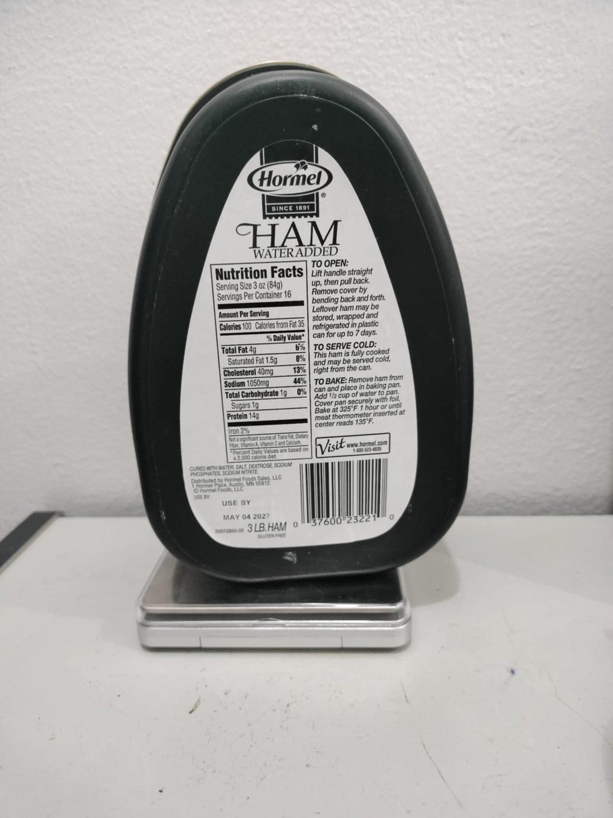 HORMEL Canned Ham, Fully Cooked, Refrigerated, 48 oz Steel Can