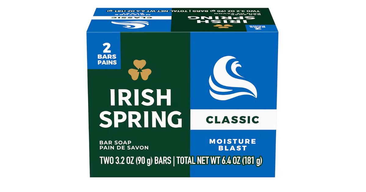 Irish Spring Moisture Blast Deodorant Soap Bars, 2 ct