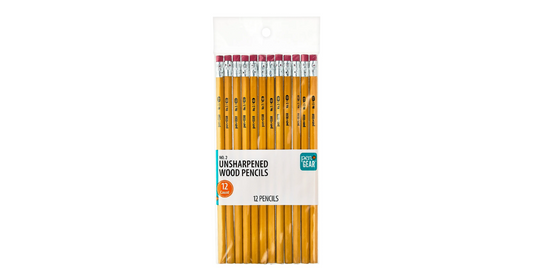 Pen+Gear Unsharpened Wood Pencils, #2 HB Lead, Yellow, 12 Count