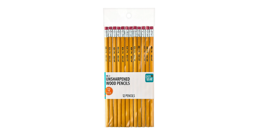 Pen+Gear Unsharpened Wood Pencils, #2 HB Lead, Yellow, 12 Count