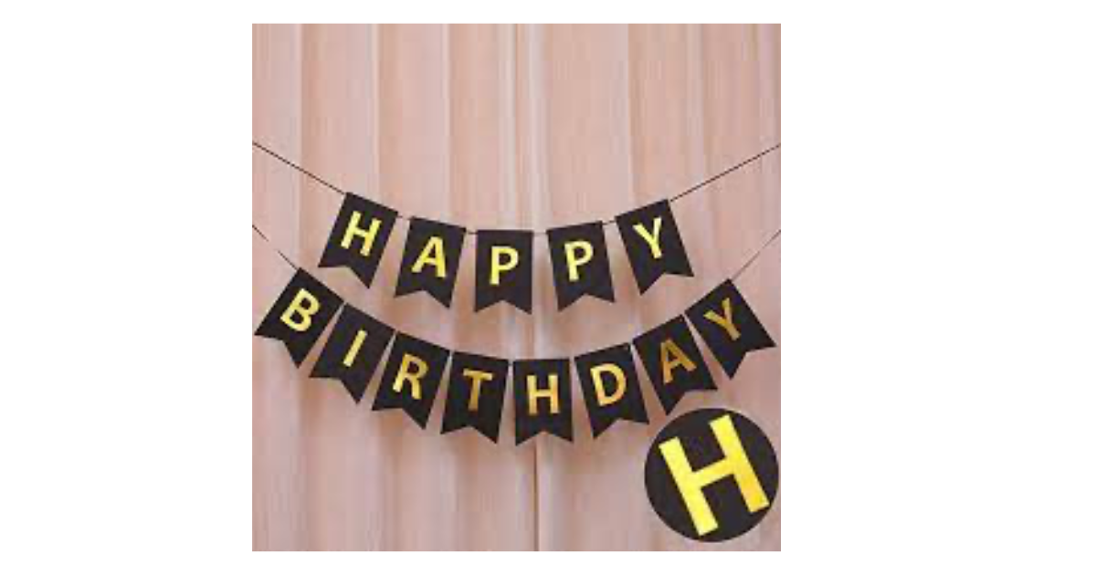 Happy Birthday Banner Bunting Flag - Black