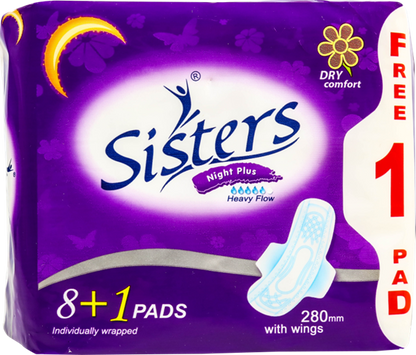 Sisters Sanitary Napkin Overnight Heavy Flow Dry Wings
