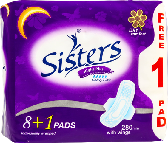Sisters Sanitary Napkin Overnight Heavy Flow Dry Wings