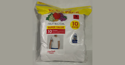 Fruit of the Loom Men's Eversoft Crew T-Shirt Undershirts, Super Value 10-Pack
