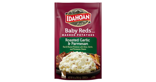 Idahoan Baby Reds Mashed Potatoes with Roasted Garlic & Parmesan Side Dish, 4.1 oz