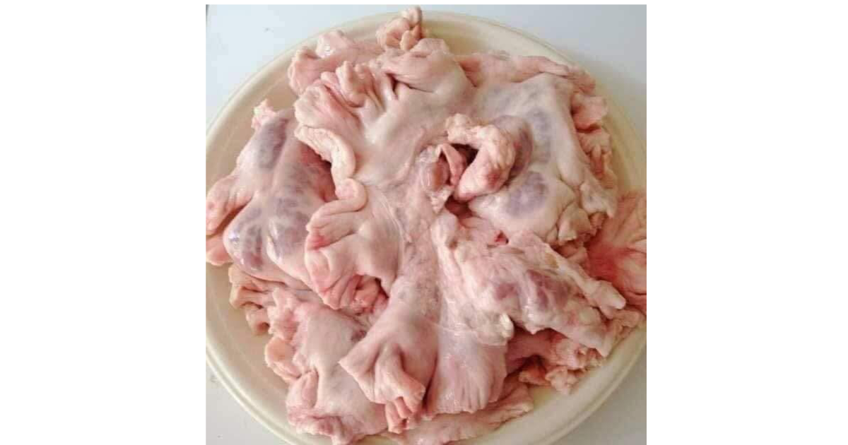 Chicharon bulaklak in a tub ready to cook