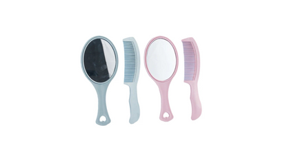 2 in 1 Hair Comb Plastic Comb with Makeup Mirror Set