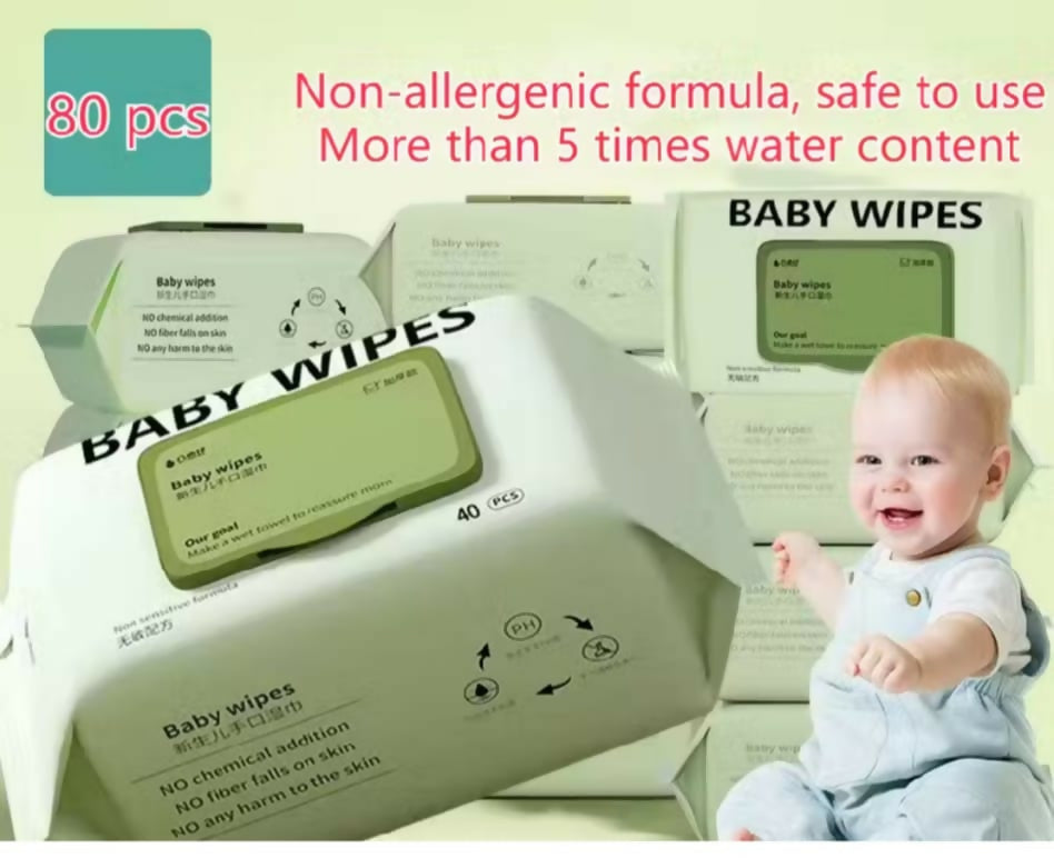 80 pcs baby wipes for new born baby high quality cleansing wipes