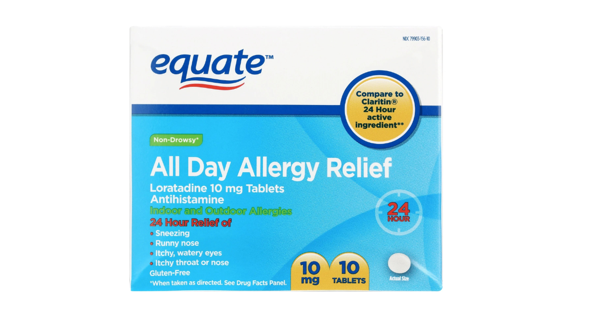 Equate Allergy Relief Loratadine Tablets 10 mg, Antihistamine, 10 Count