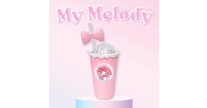 Sanrio tumbler with ribbon straw cup w/ my melody