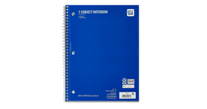 PEN + GEAR College Rule 1-Subject Notebook, 10.5" x 8", Blue, 70 Sheets