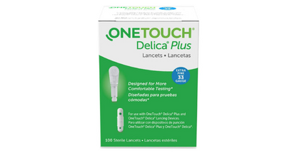 OneTouch Delica Plus Lancets for Diabetes Testing | Extra Fine 33-Gauge Lancets for Blood Test | Diabetic Supplies for Blood Sugar Monitor | Diabetic Lancets for Lancing Device, 100 Count