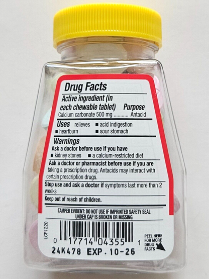 Certified Plus Antacid Calcium Carbonate 500mg  55 Chewable Tablets