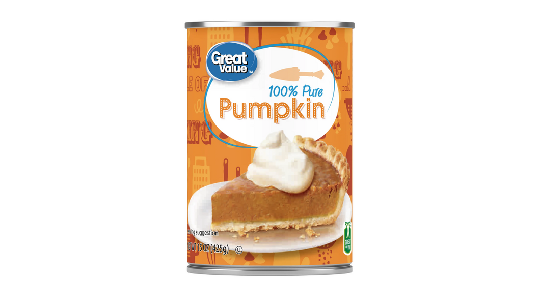Great Value 100% Pure Pumpkin, 15 oz