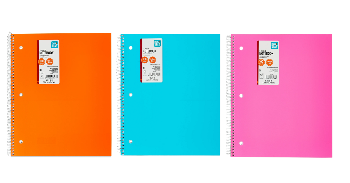 Pen+Gear College Ruled Poly 1-Subject Notebook with Inside Pockets, 9" x 11", 100 Heavyweight Sheets