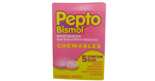 Pepto Bismol Chewable Tablets 5 symtoms relief 12 Ct