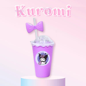 Sanrio tumbler with ribbon straw cup w/kuromi