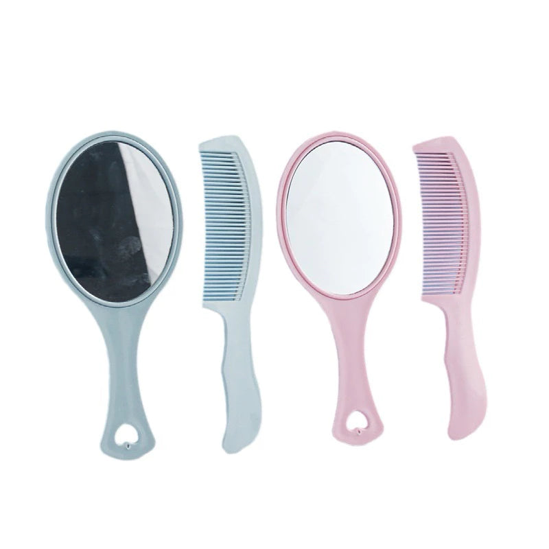 2 in 1 Hair Comb Plastic Comb with Makeup Mirror Set