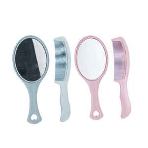 2 in 1 Hair Comb Plastic Comb with Makeup Mirror Set