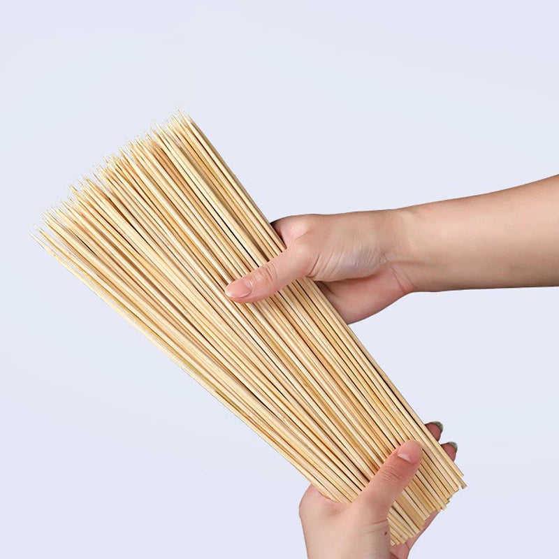 100pcs/Pack Bamboo Sticks Sturdy Disposable Barbecue Fruit Wood Sticks Barbecue Party Buffet Food 8inch.