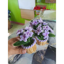 Load image into Gallery viewer, pipe cleaner or fuzzy wire flowers bouquet mini pot in flower vase
