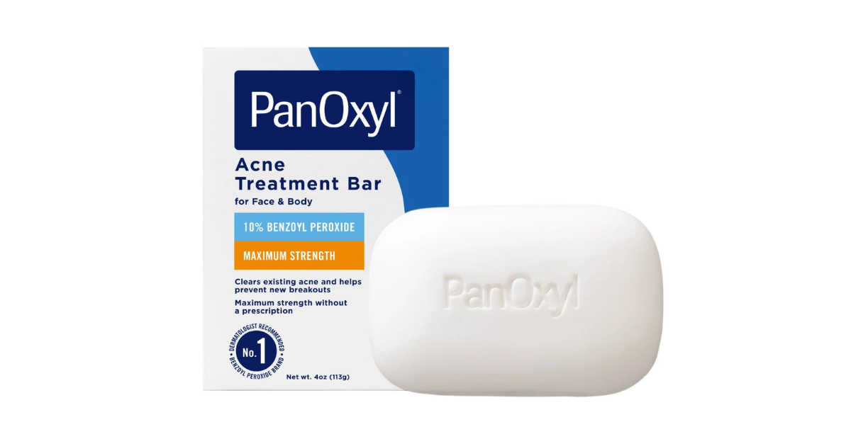PanOxyl Acne Treatment Bar, Max Strength 10% Benzoyl Peroxide, 4 oz