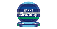 Load image into Gallery viewer, Striped Happy Birthday Disposable Paper Plates, 9&quot;, Blue/Green, 10 Pieces, by Way To Celebrate
