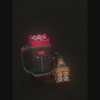 Versatile Solar-Powered Flashlight with 1500mAh Rechargeable Battery, USB Charging & Red Light - Perfect for Camping, Fishing & Outdoor Adventures