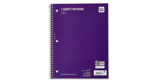 PEN + GEAR College Rule 1-Subject Notebook, 10.5" x 8", Purple, 70 Sheets