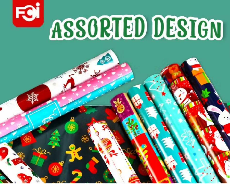 50 pcs FCI Assorted Christmas Gift Wrapper Coated and Glossy designs wrapping paper high-end gift