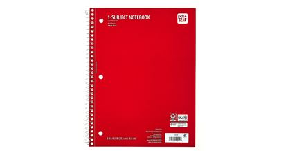 PEN + GEAR College Rule 1-Subject Notebook, 10.5" x 8", Red, 70 Sheets