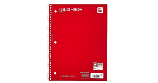 PEN + GEAR College Rule 1-Subject Notebook, 10.5" x 8", Red, 70 Sheets