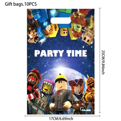 Roblox Gift Bags Birthday Decor Disposable Robot Plastic Candy Gift Bag Roblox Theme Party Bag Kids Birthday Festival Party