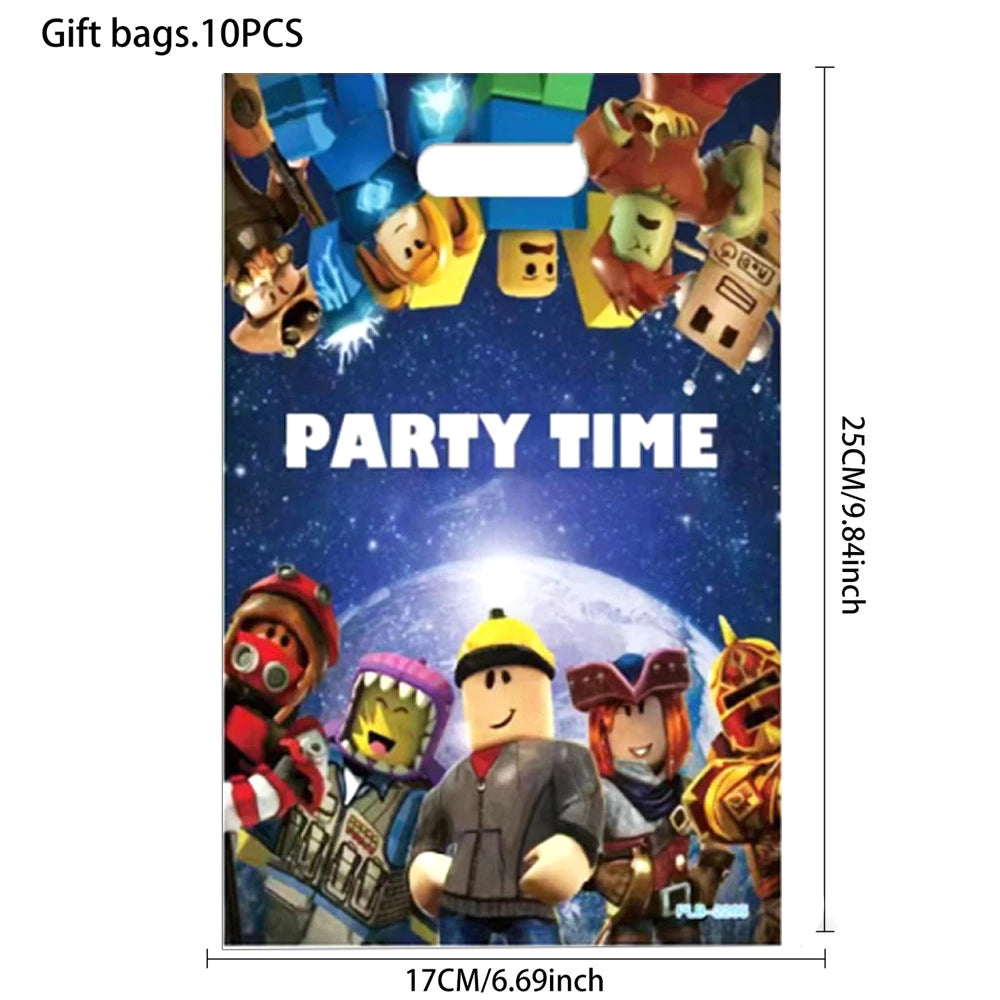 Roblox Gift Bags Birthday Decor Disposable Robot Plastic Candy Gift Bag Roblox Theme Party Bag Kids Birthday Festival Party