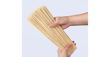 Load image into Gallery viewer, 100pcs/Pack Bamboo Sticks Sturdy Disposable Barbecue Fruit Wood Sticks Barbecue Party Buffet Food 10inch.
