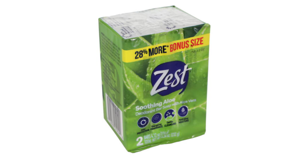 ZEST Soothing Aloe Deodorant 2 bar soap with aloe vera (232g) U.S.A