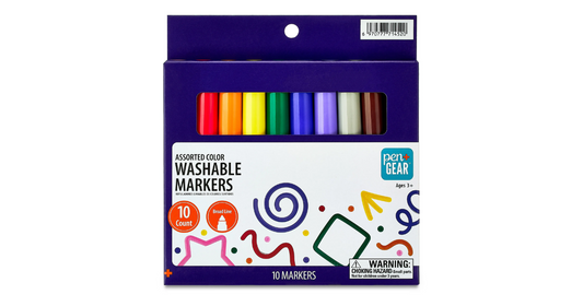 Pen+Gear Washable Markers, Broad Tip, Assorted Colors, 10 Count