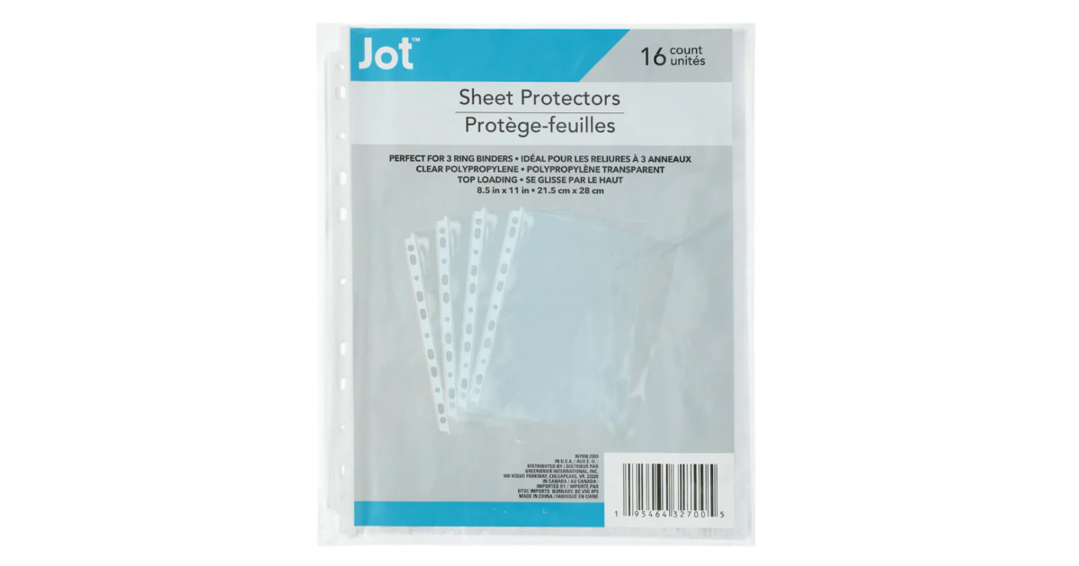 16-ct. Jot Sheet Protectors