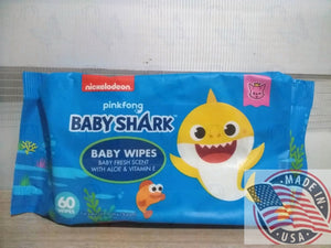 Nickelodeon Baby Shark Baby wipes fresh scent w/ Aloe & vit. E 60 wipes