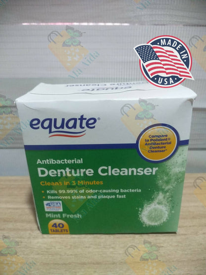 EQUATE Denture Cleanser Antibacterial mint fresh 40 tablets