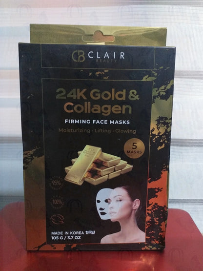 Clair Beauty 24k Gold&Collagen Firming Facemask 5sheets